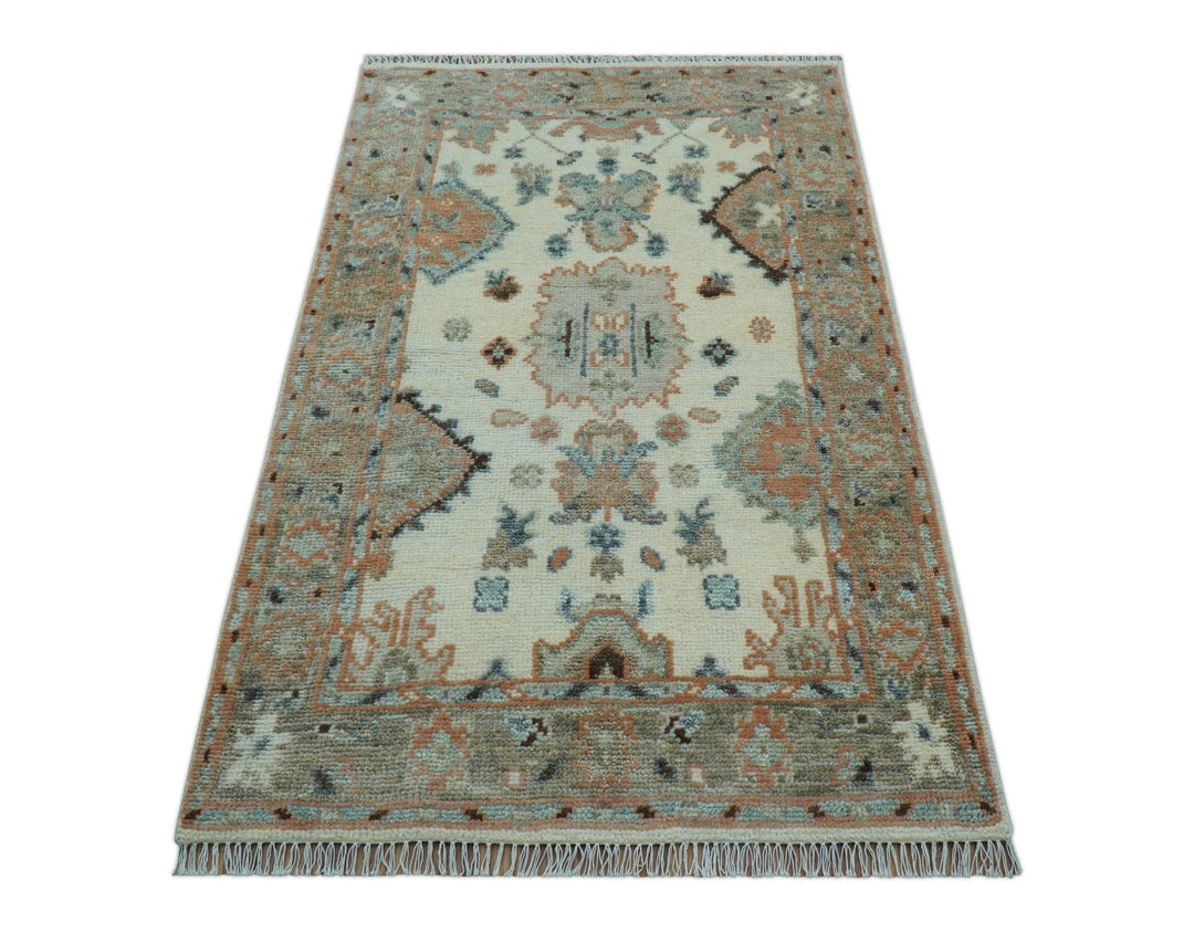 Traditional Turkish Design Beige 4x6 Hand knotted Wool Area Rug - The Rug Decor