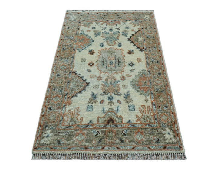 Traditional Turkish Design Beige 4x6 Hand knotted Wool Area Rug - The Rug Decor