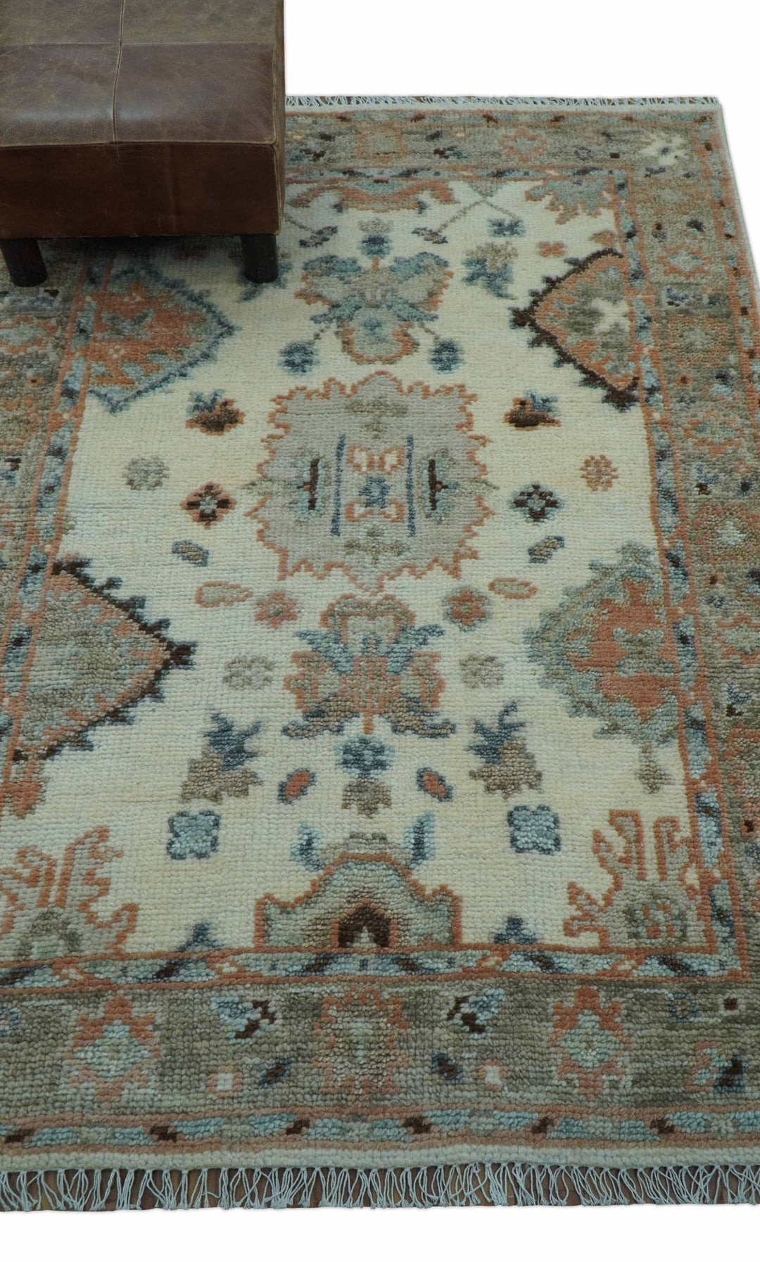 Traditional Turkish Design Beige 4x6 Hand knotted Wool Area Rug - The Rug Decor