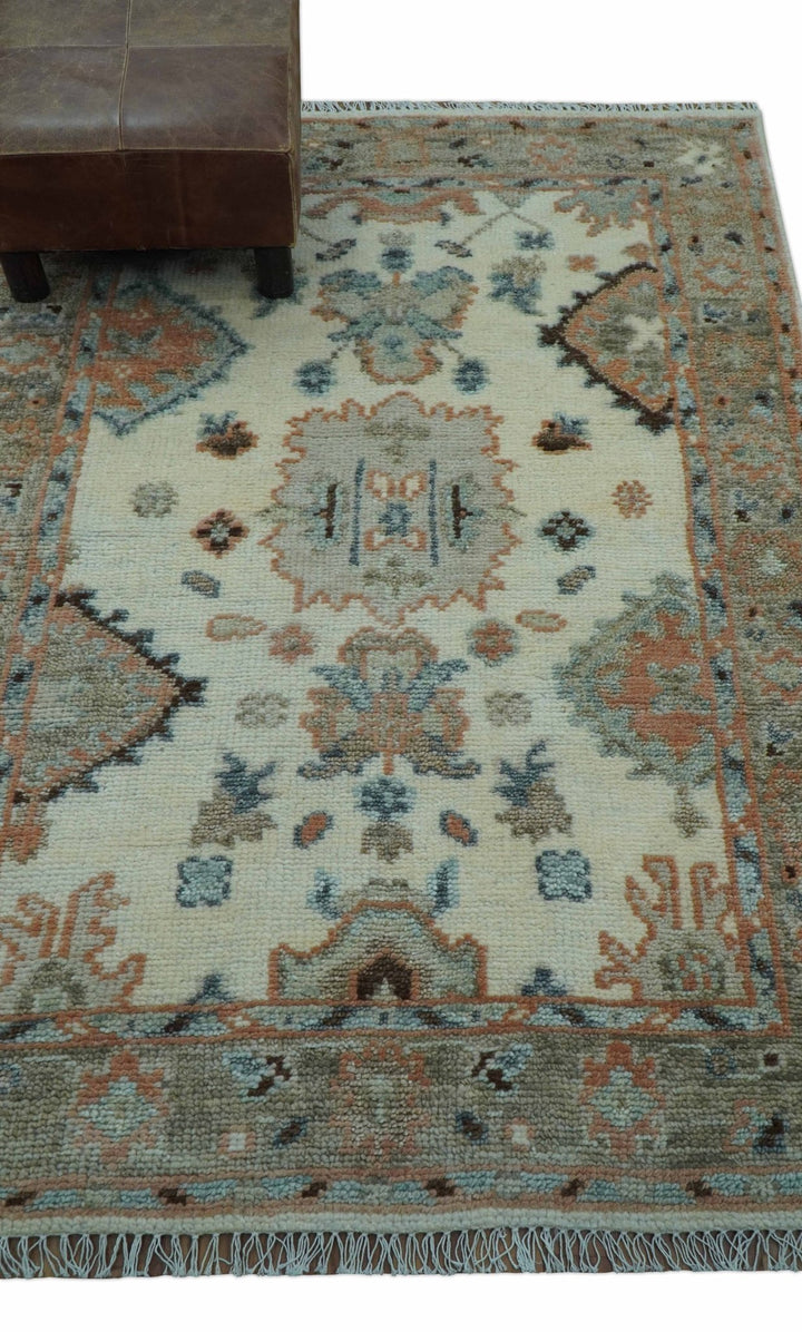 Traditional Turkish Design Beige 4x6 Hand knotted Wool Area Rug - The Rug Decor