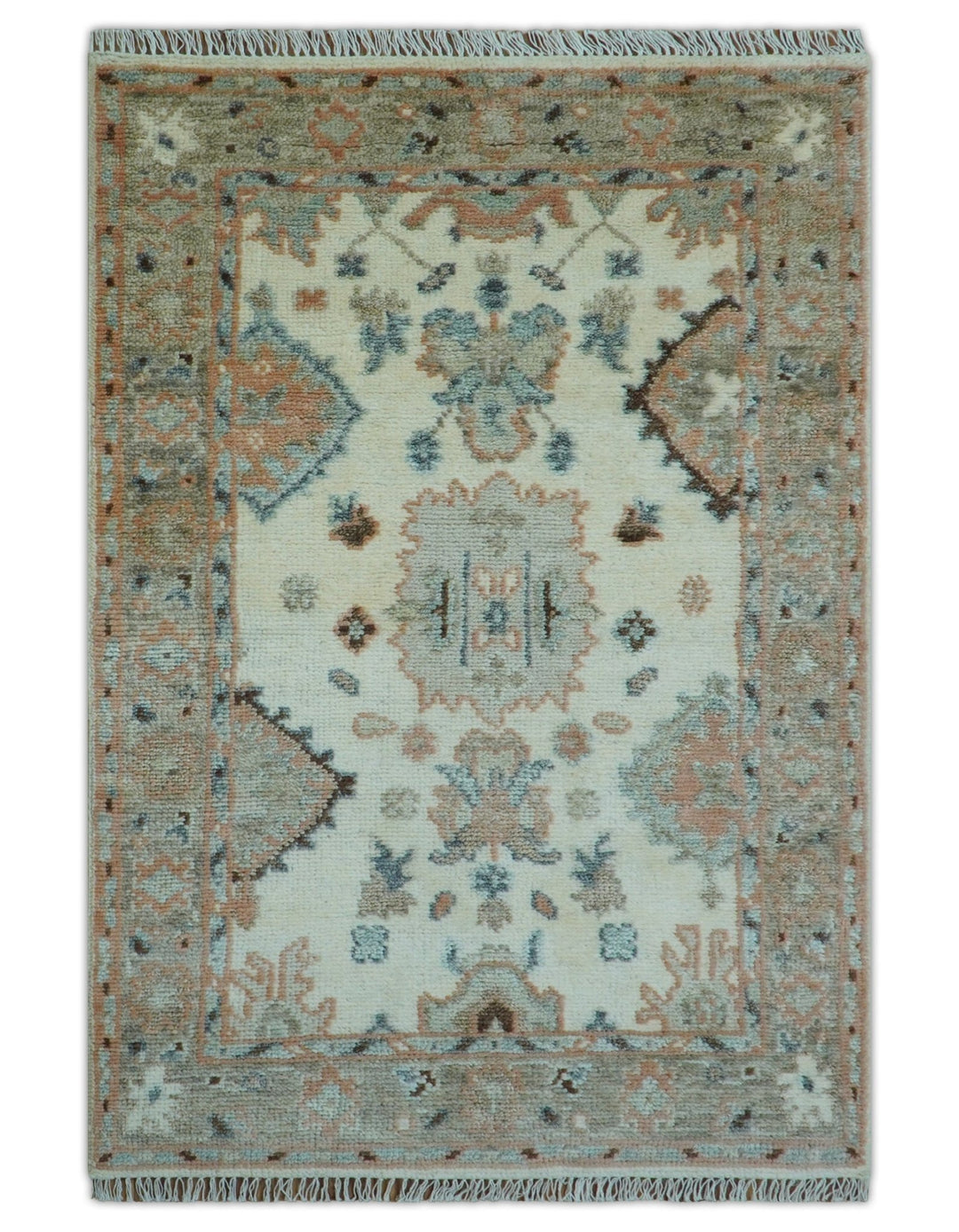 Traditional Turkish Design Beige 4x6 Hand knotted Wool Area Rug - The Rug Decor