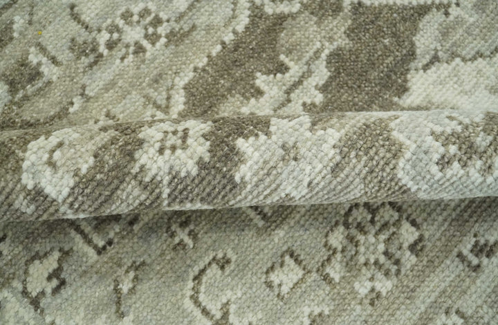 Traditional Turkish Design Beige And Brown Hand Knotted Custom Made wool rug - The Rug Decor