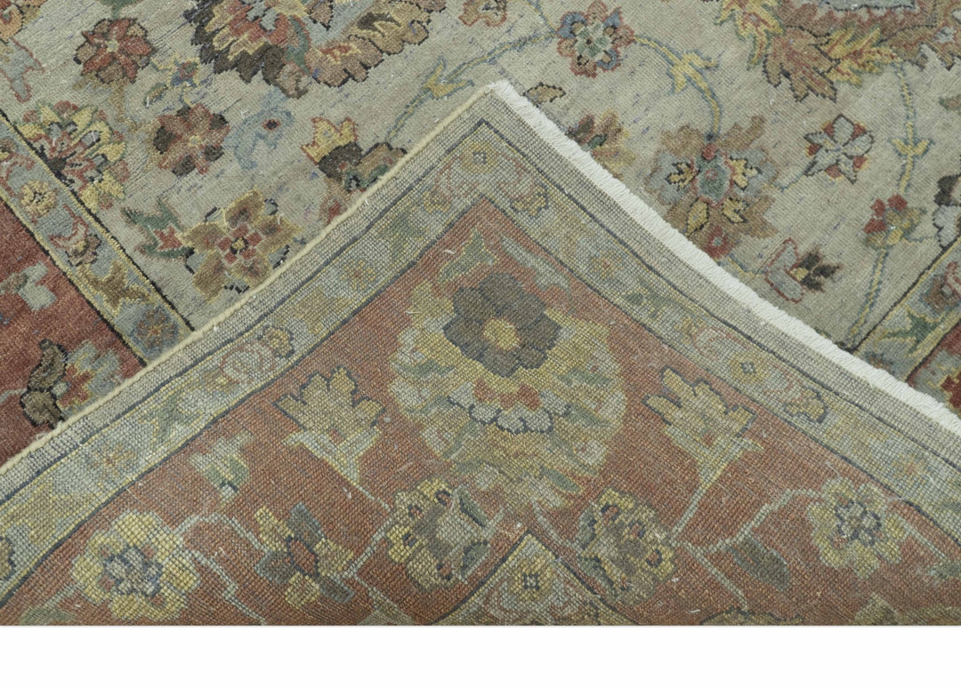 Traditional Turkish Design Beige and Rust 6x8.6 Hand Knotted Wool Area Rug - The Rug Decor