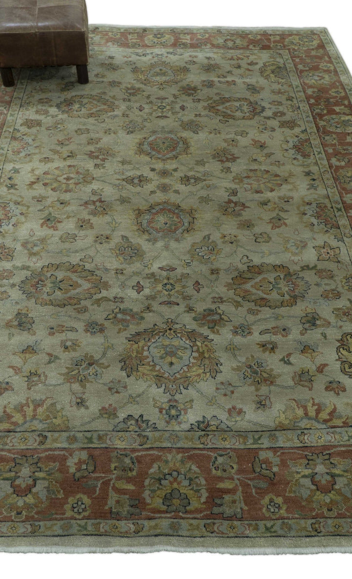 Traditional Turkish Design Beige And Rust 6x9 Hand Knotted Wool Area Rug - The Rug Decor