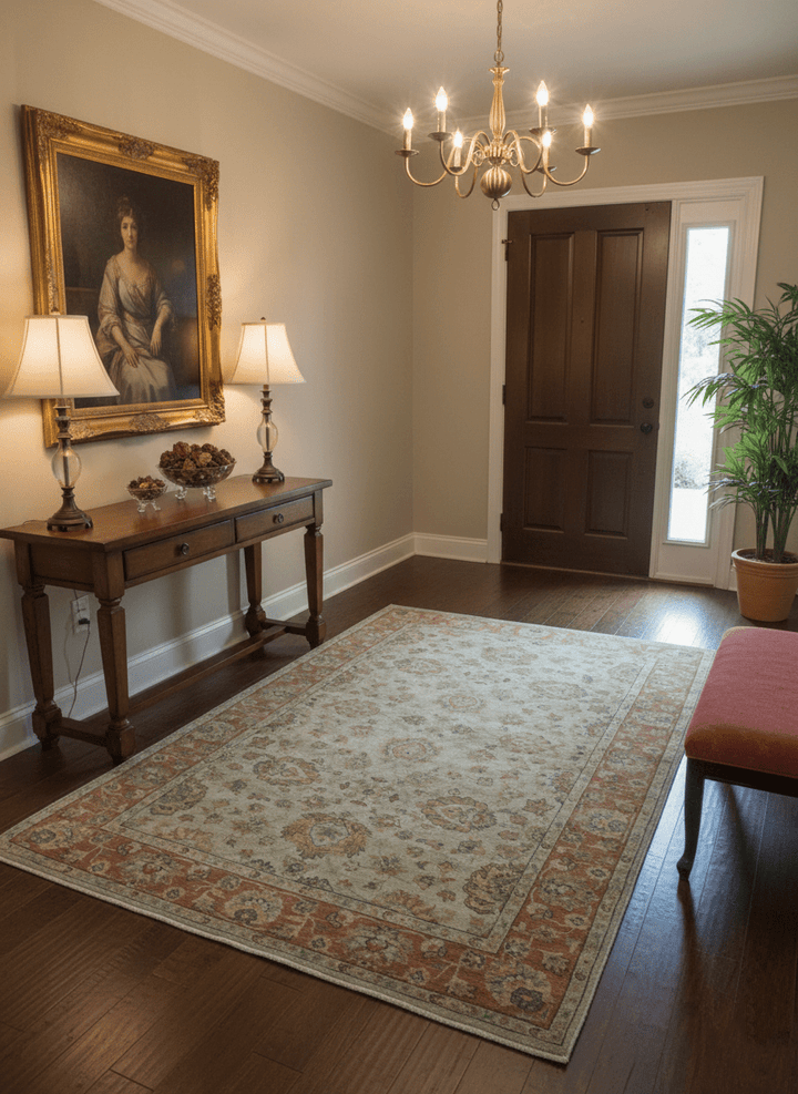 Traditional Turkish Design Beige And Rust 6x9 Hand Knotted Wool Area Rug - The Rug Decor