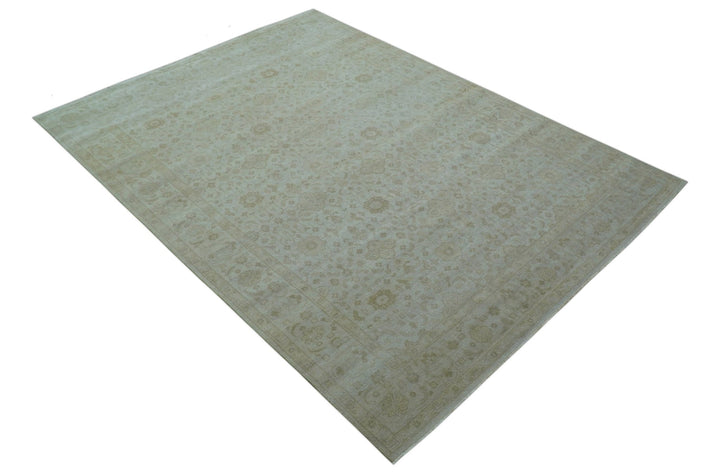 Traditional Turkish Design Beige Hand Knotted 9x12 Wool Area Rug - The Rug Decor