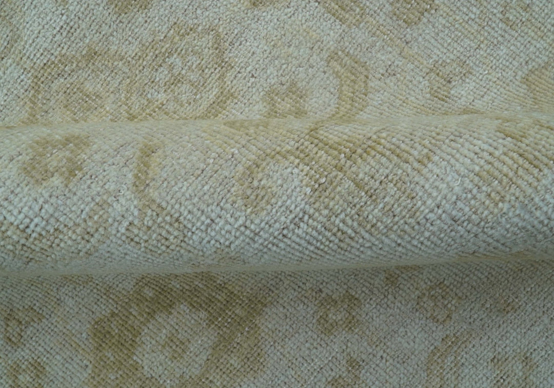 Traditional Turkish Design Beige Hand Knotted 9x12 Wool Area Rug - The Rug Decor