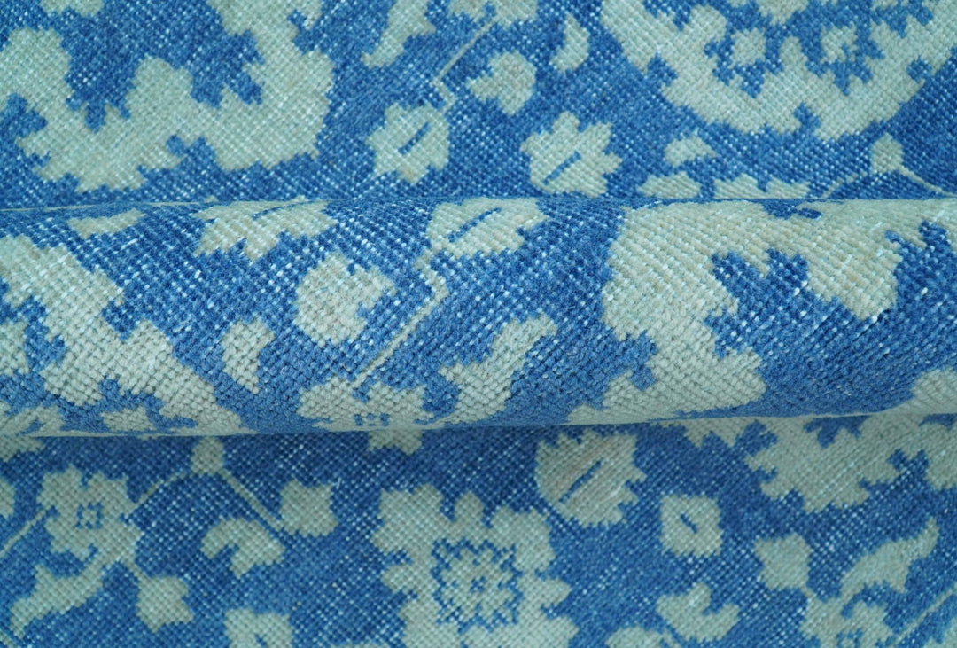 Traditional Turkish Design Blue 10x14 Hand Knotted Wool Area Rug - The Rug Decor