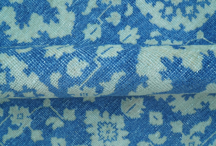 Traditional Turkish Design Blue 10x14 Hand Knotted Wool Area Rug - The Rug Decor