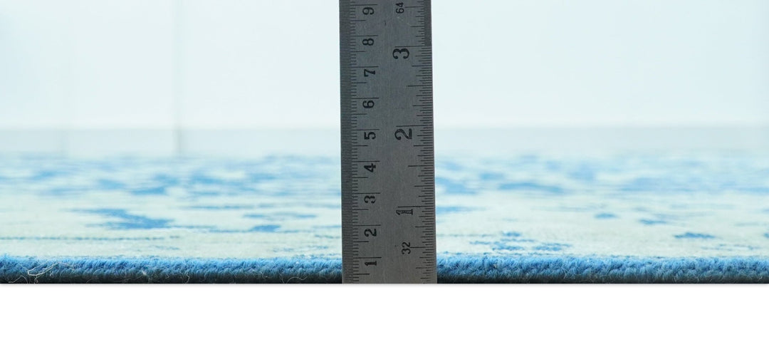 Traditional Turkish Design Blue 10x14 Hand Knotted Wool Area Rug - The Rug Decor