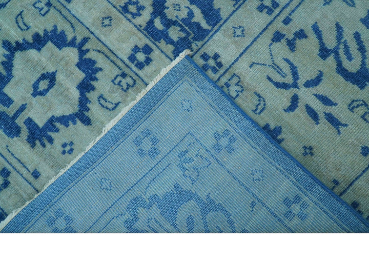 Traditional Turkish Design Blue 10x14 Hand Knotted Wool Area Rug - The Rug Decor