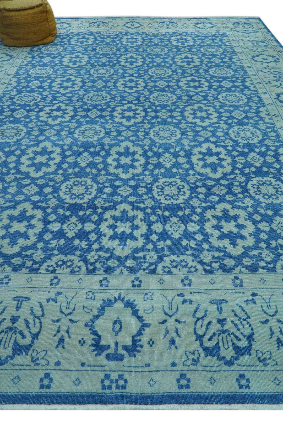 Traditional Turkish Design Blue 10x14 Hand Knotted Wool Area Rug - The Rug Decor