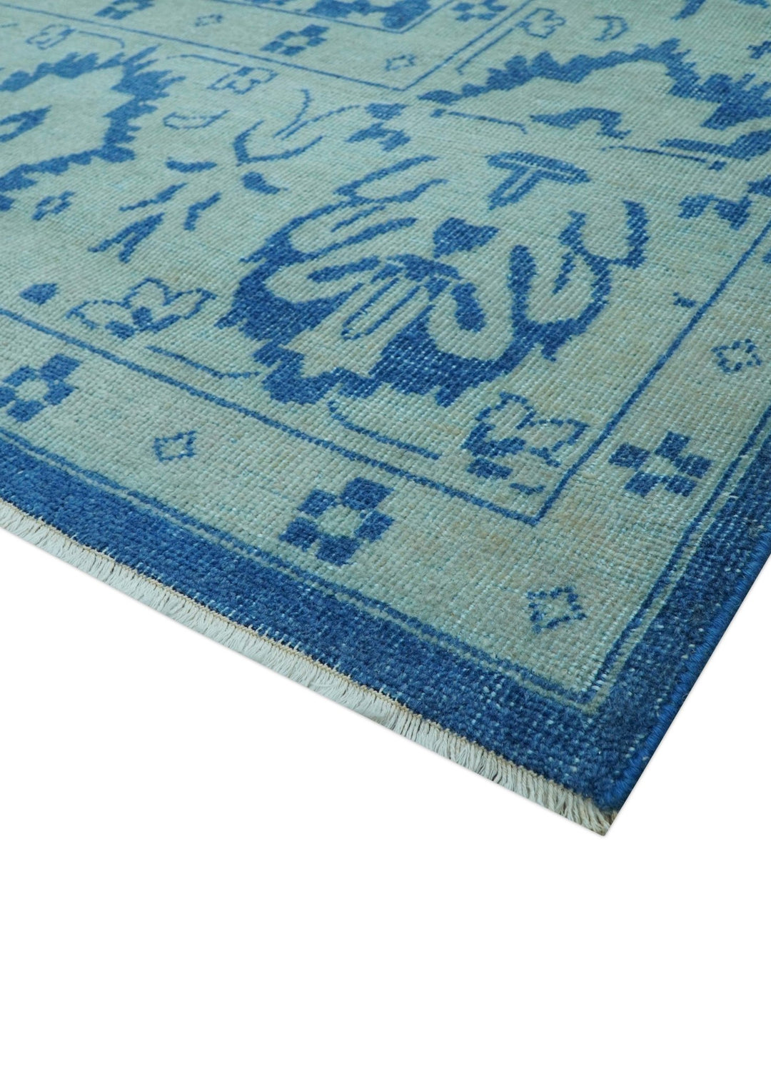Traditional Turkish Design Blue 10x14 Hand Knotted Wool Area Rug - The Rug Decor