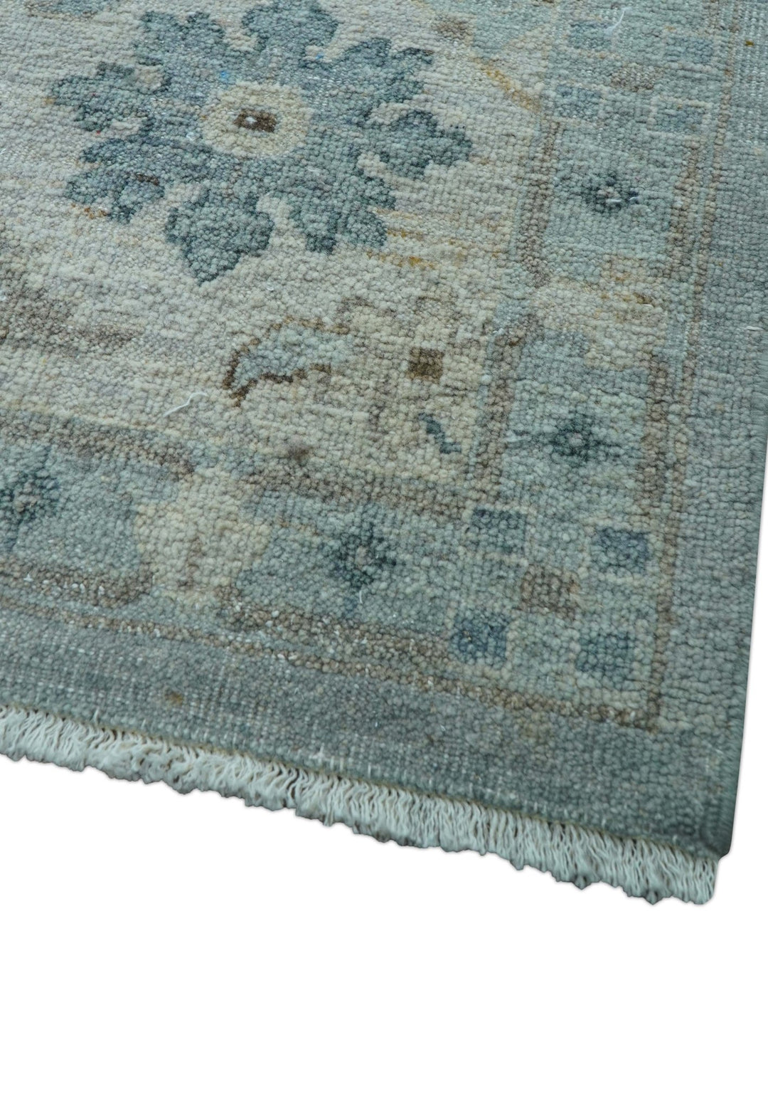 Traditional Turkish Design Blue And Beige 10x14 Hand Knotted Wool Area Rug - The Rug Decor