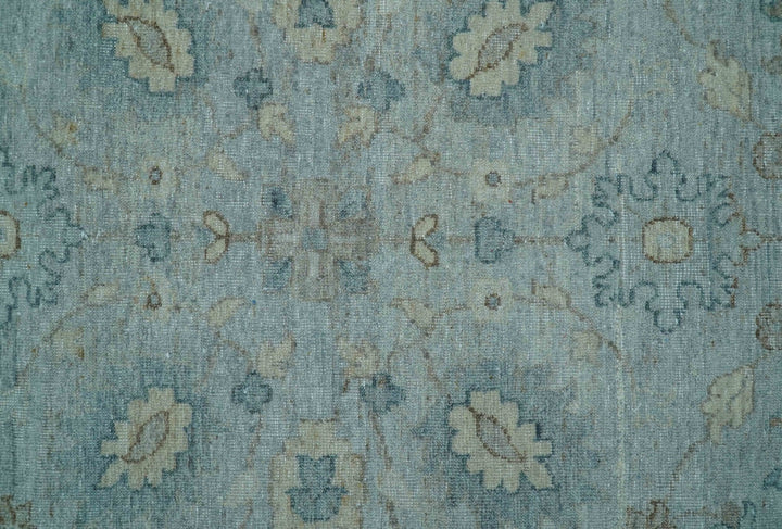Traditional Turkish Design Blue And Beige 10x14 Hand Knotted Wool Area Rug - The Rug Decor