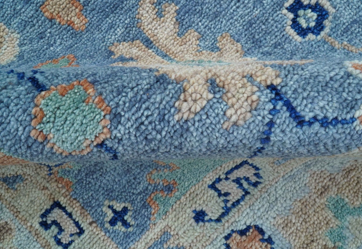 Traditional Turkish Design Blue And Beige 8x10 Hand knotted Wool Area Rug - The Rug Decor