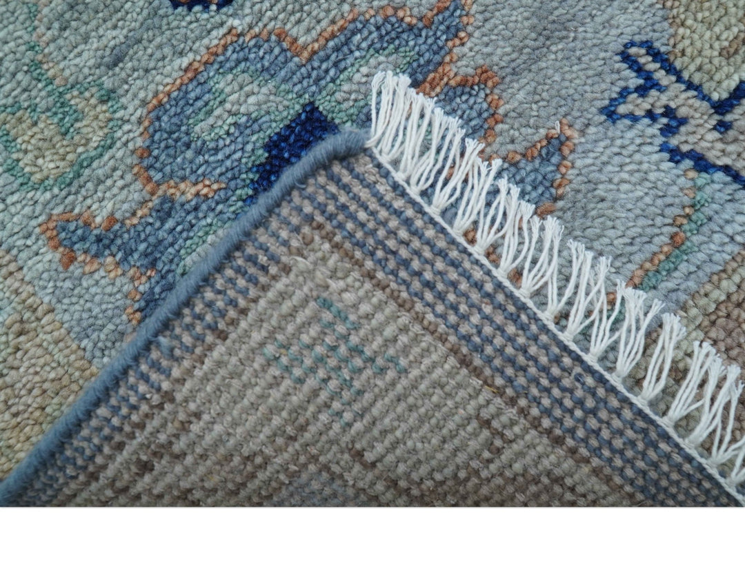 Traditional Turkish Design Blue And Beige 8x10 Hand knotted Wool Area Rug - The Rug Decor