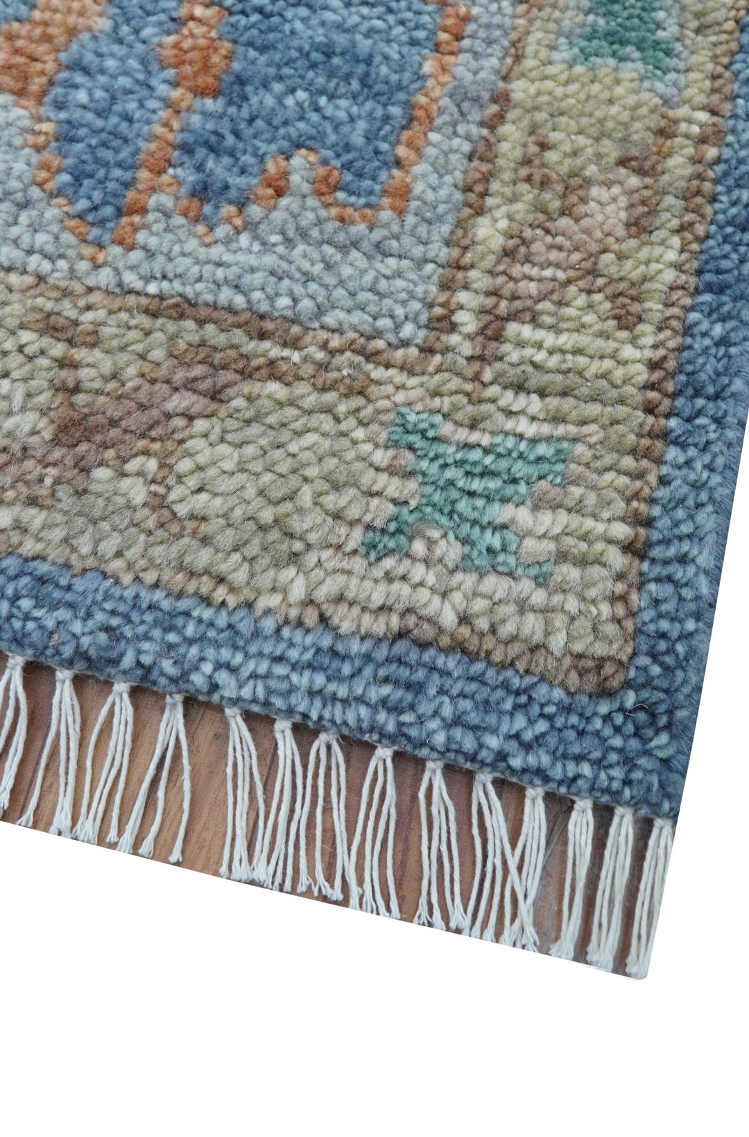 Traditional Turkish Design Blue And Beige 8x10 Hand knotted Wool Area Rug - The Rug Decor