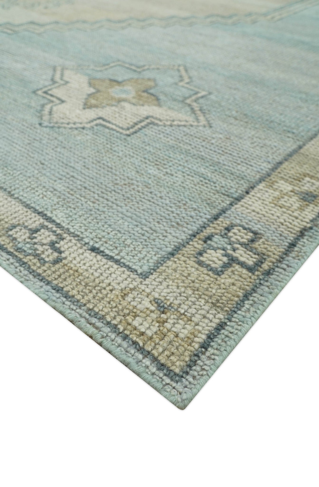 Traditional Turkish Design Blue and Beige Hand Knotted Custom Made wool rug - The Rug Decor