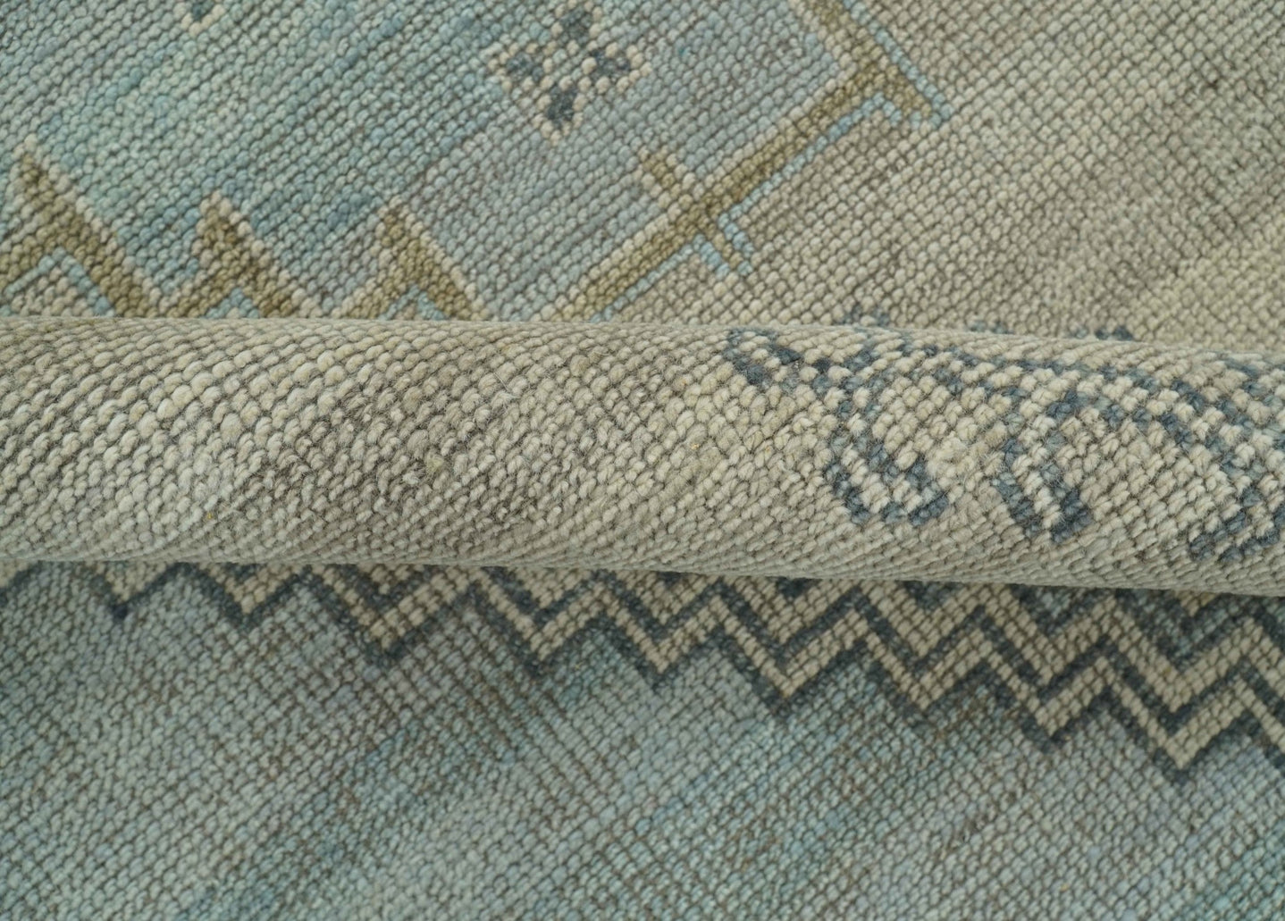 Traditional Turkish Design Blue and Beige Hand Knotted Custom Made wool rug - The Rug Decor