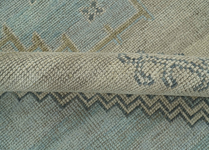 Traditional Turkish Design Blue and Beige Hand Knotted Custom Made wool rug - The Rug Decor