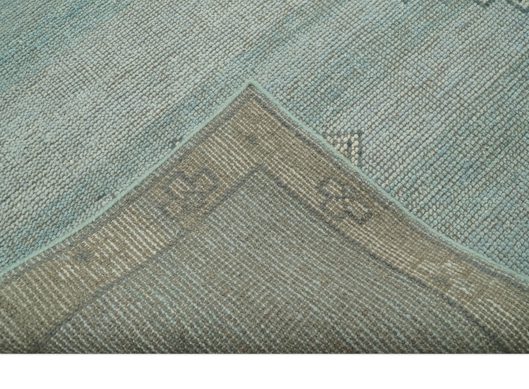 Traditional Turkish Design Blue and Beige Hand Knotted Custom Made wool rug - The Rug Decor