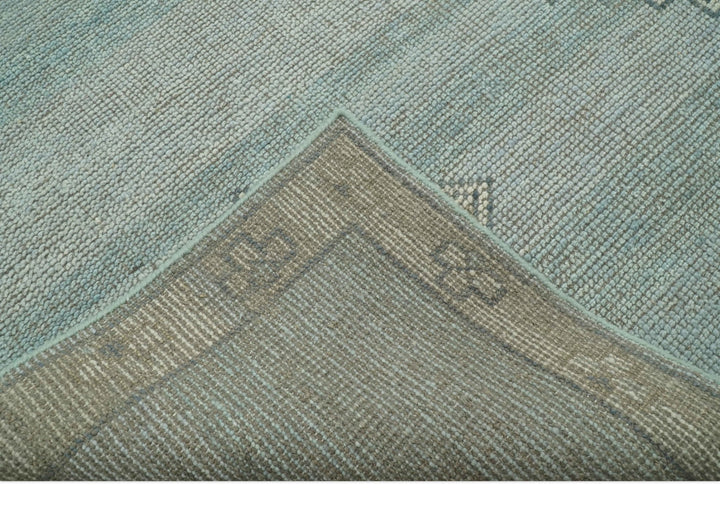 Traditional Turkish Design Blue and Beige Hand Knotted Custom Made wool rug - The Rug Decor