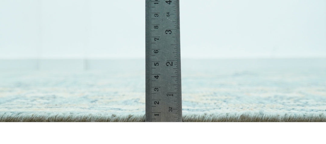 Traditional Turkish Design Blue And Beige Hand Knotted Wool Area Rug - The Rug Decor