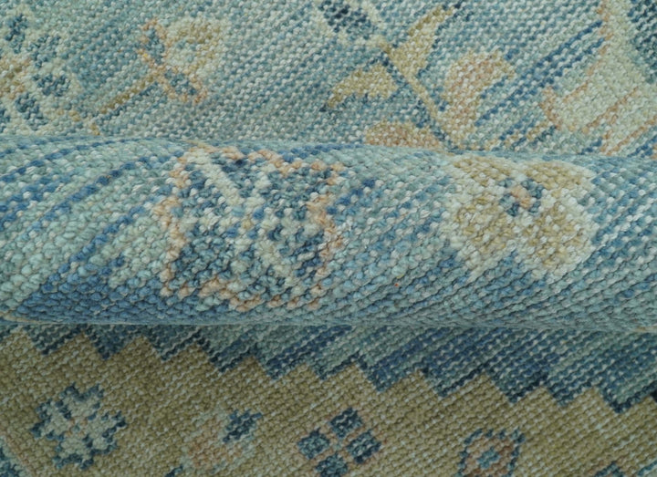 Traditional Turkish Design Blue And Beige Hand Knotted Wool Area Rug - The Rug Decor