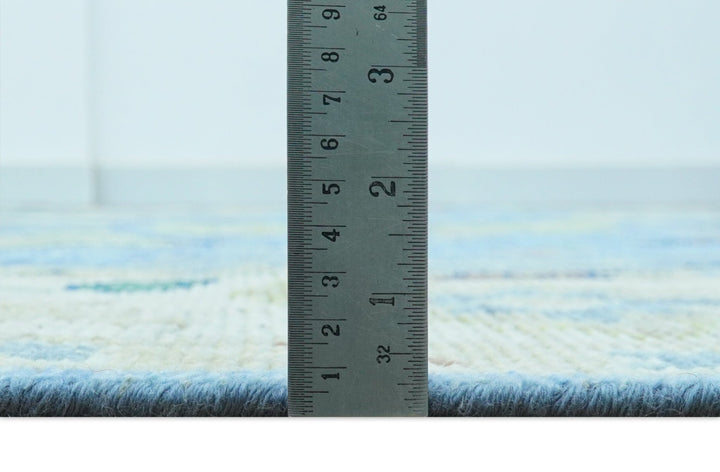 Traditional Turkish Design Blue And Ivory 8x10 Hand knotted Wool Rug - The Rug Decor