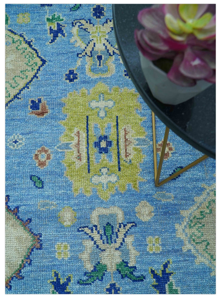 Traditional Turkish Design Blue And Ivory 8x10 Hand knotted Wool Rug - The Rug Decor