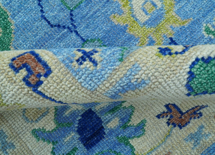 Traditional Turkish Design Blue And Ivory 8x10 Hand knotted Wool Rug - The Rug Decor