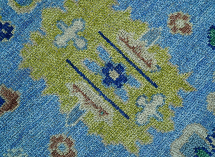 Traditional Turkish Design Blue And Ivory 8x10 Hand knotted Wool Rug - The Rug Decor