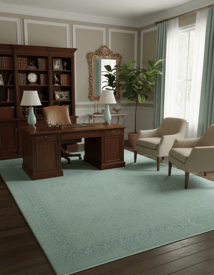 Traditional Turkish Design Fine Blue And Beige Hand Knotted 10x14 Wool Area Rug - The Rug Decor