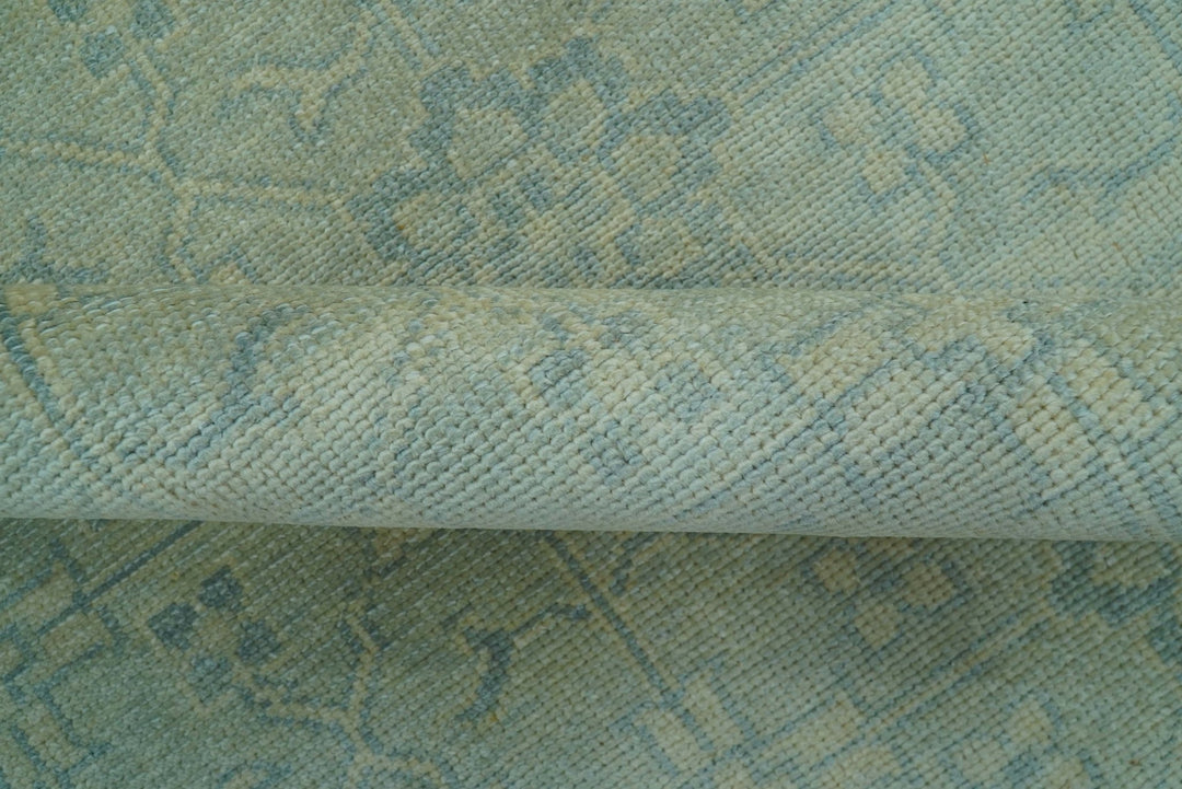 Traditional Turkish Design Fine Blue And Beige Hand Knotted 10x14 Wool Area Rug - The Rug Decor