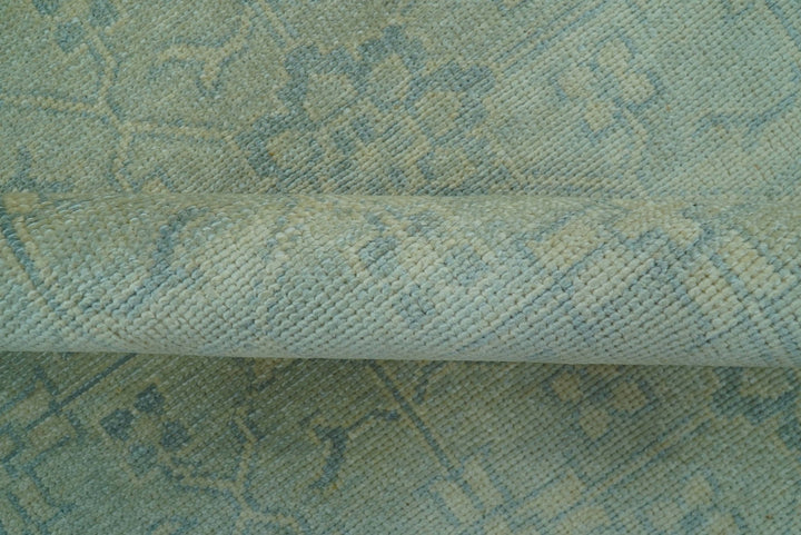 Traditional Turkish Design Fine Blue And Beige Hand Knotted 10x14 Wool Area Rug - The Rug Decor