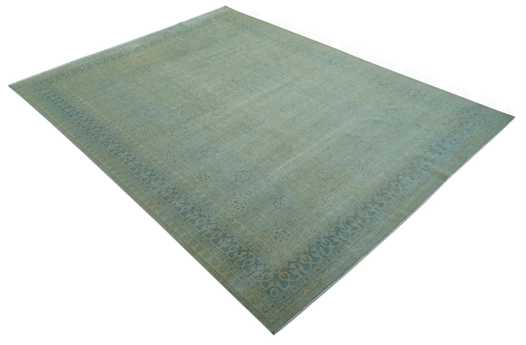 Traditional Turkish Design Fine Blue And Beige Hand Knotted 10x14 Wool Area Rug - The Rug Decor