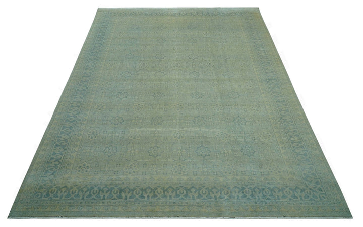 Traditional Turkish Design Fine Blue And Beige Hand Knotted 10x14 Wool Area Rug - The Rug Decor