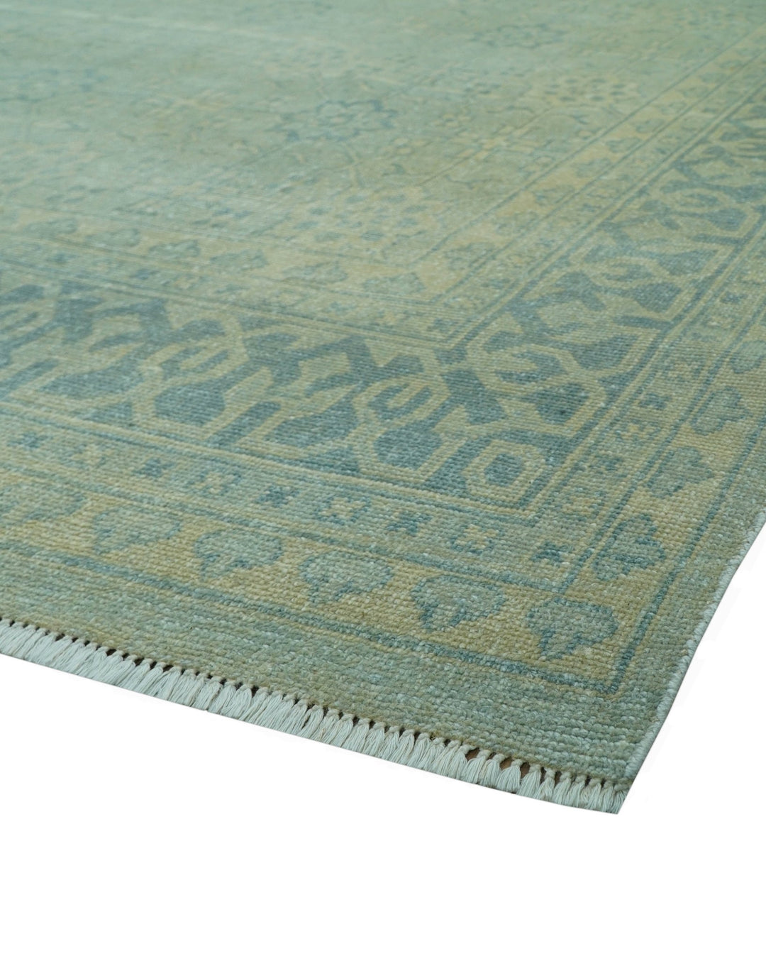 Traditional Turkish Design Fine Blue And Beige Hand Knotted 10x14 Wool Area Rug - The Rug Decor