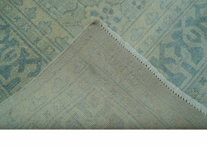 Traditional Turkish Design Fine Blue And Beige Hand Knotted 10x14 Wool Area Rug - The Rug Decor