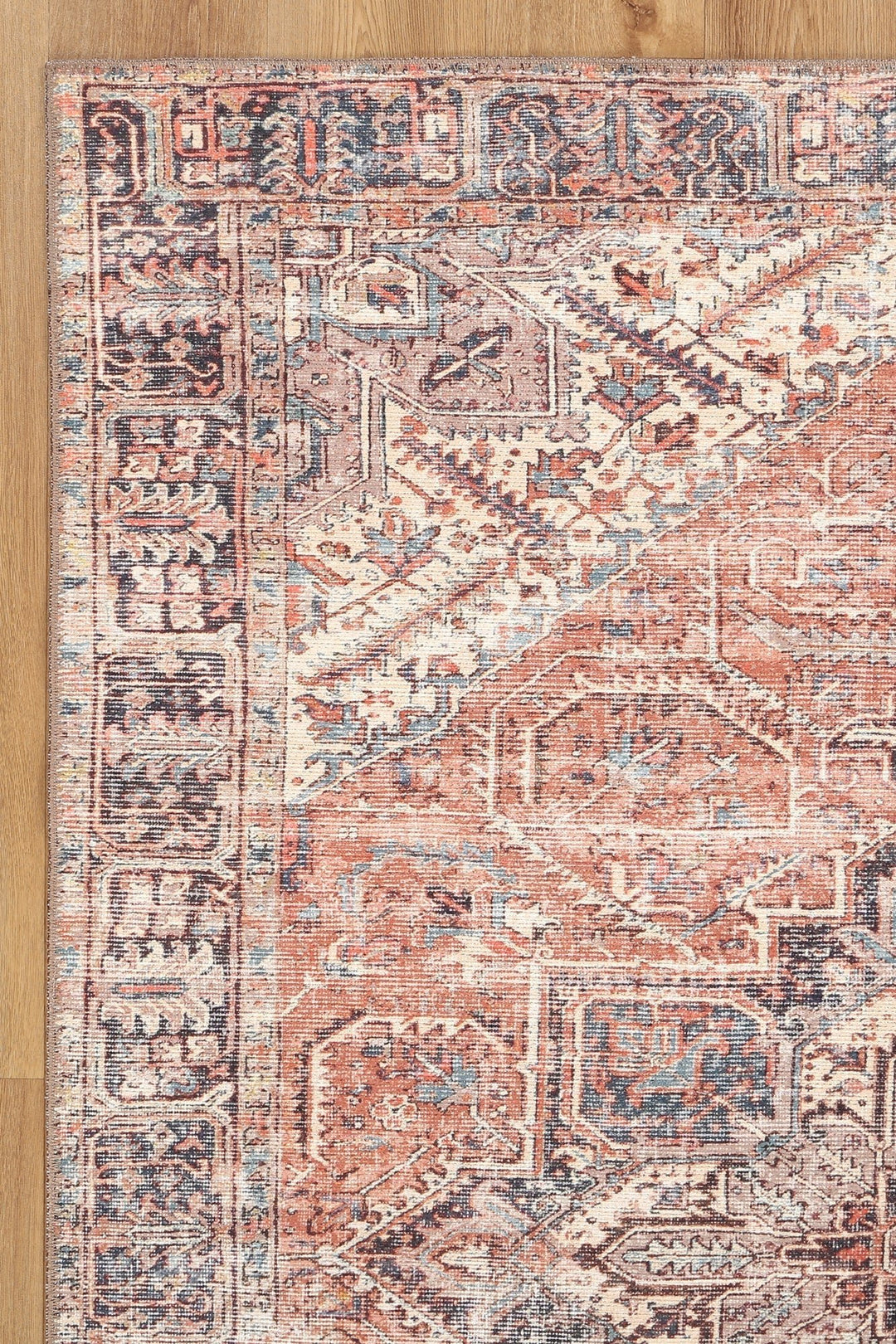 Traditional Turkish Design Machine Washable Rust And Beige Rug - The Rug Decor