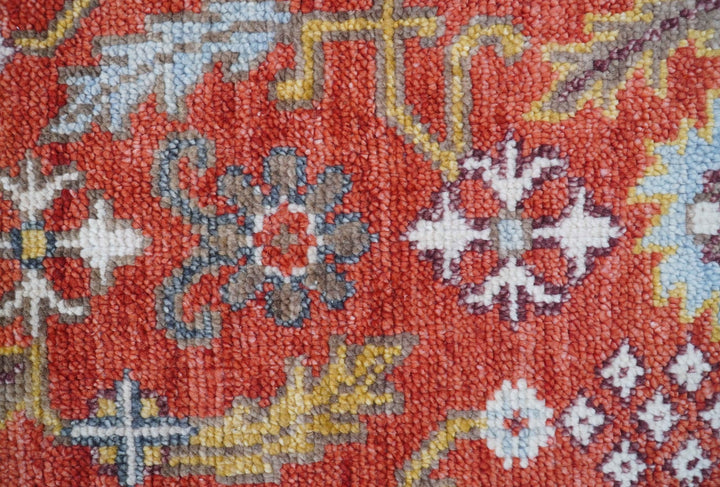 Traditional Turkish Design Rust And Blue Hand Knotted Wool Rug - The Rug Decor