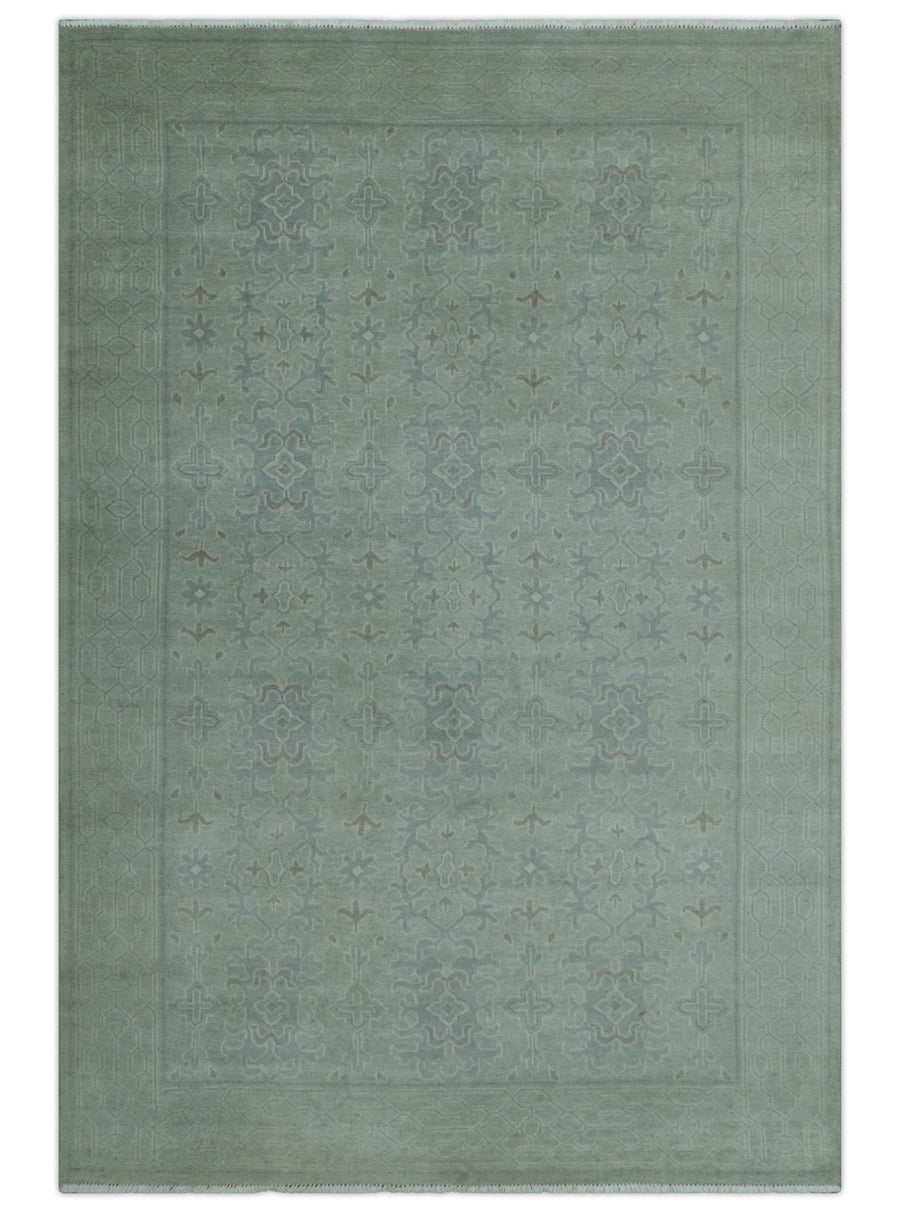 Traditional Turkish Design Silver And Gray 6x8.7 Hand Knotted Wool Rug - The Rug Decor