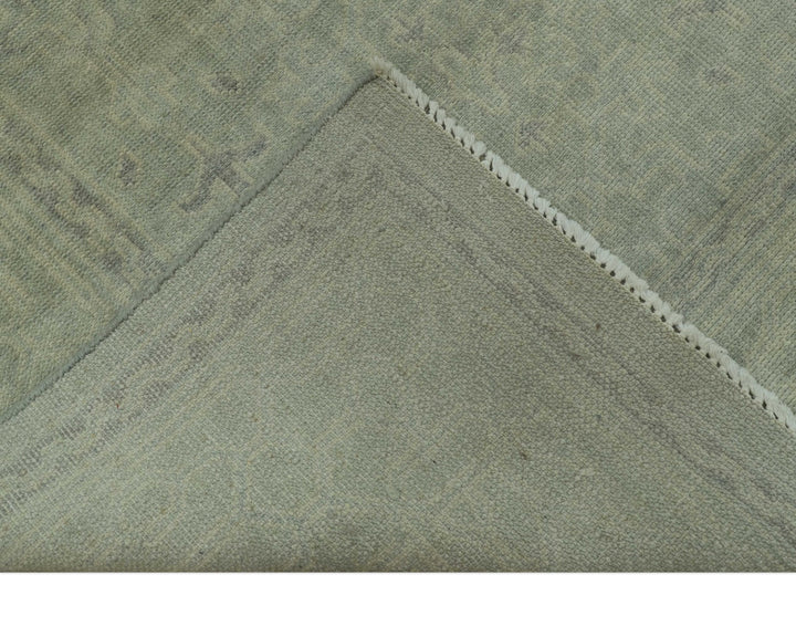 Traditional Turkish Fine Blue And Beige 9.7x12 Hand Knotted Wool Rug - The Rug Decor