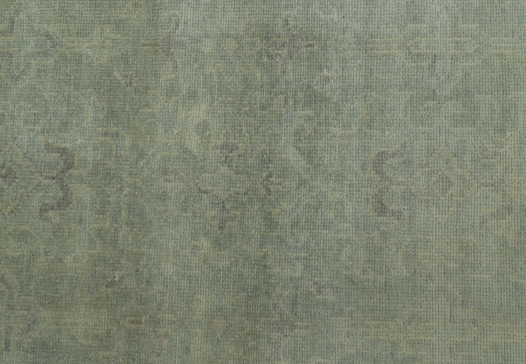 Traditional Turkish Fine Blue And Beige 9.7x12 Hand Knotted Wool Rug - The Rug Decor