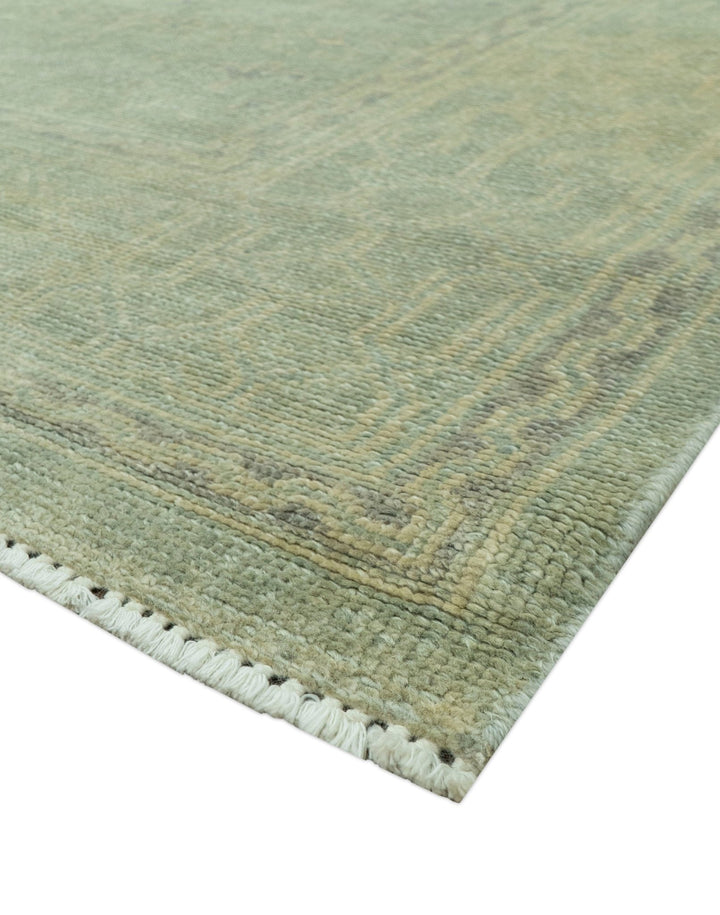 Traditional Turkish Fine Blue And Beige 9.7x12 Hand Knotted Wool Rug - The Rug Decor