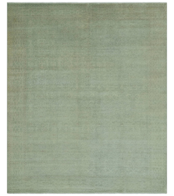 Traditional Turkish Fine Blue And Beige 9.7x12 Hand Knotted Wool Rug - The Rug Decor