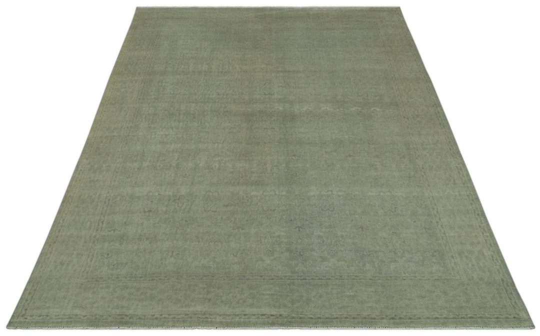 Traditional Turkish Fine Blue And Beige 9.7x12 Hand Knotted Wool Rug - The Rug Decor