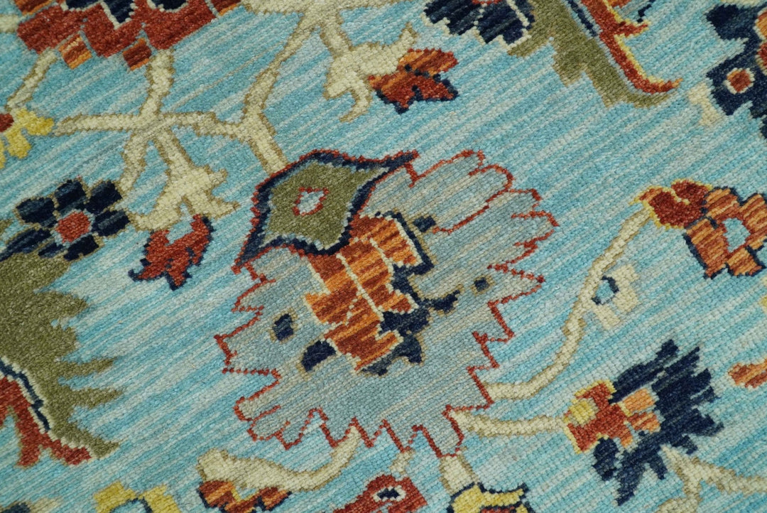 Traditional Turkish Knot Fine Blue And Rust Hand knotted Wool Area Rug - The Rug Decor