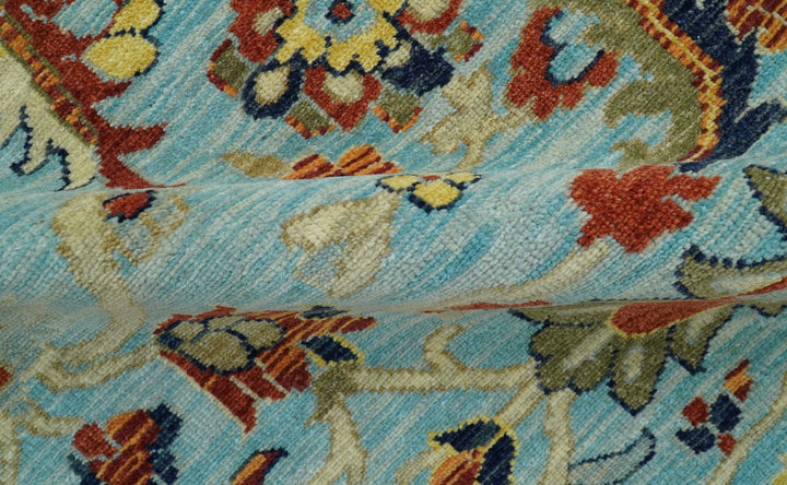 Traditional Turkish Knot Fine Blue And Rust Hand knotted Wool Area Rug - The Rug Decor